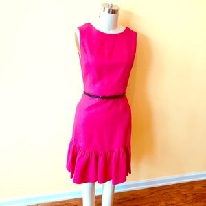 Kate Spade Pink Ruffle Dress with bow belt size 2
